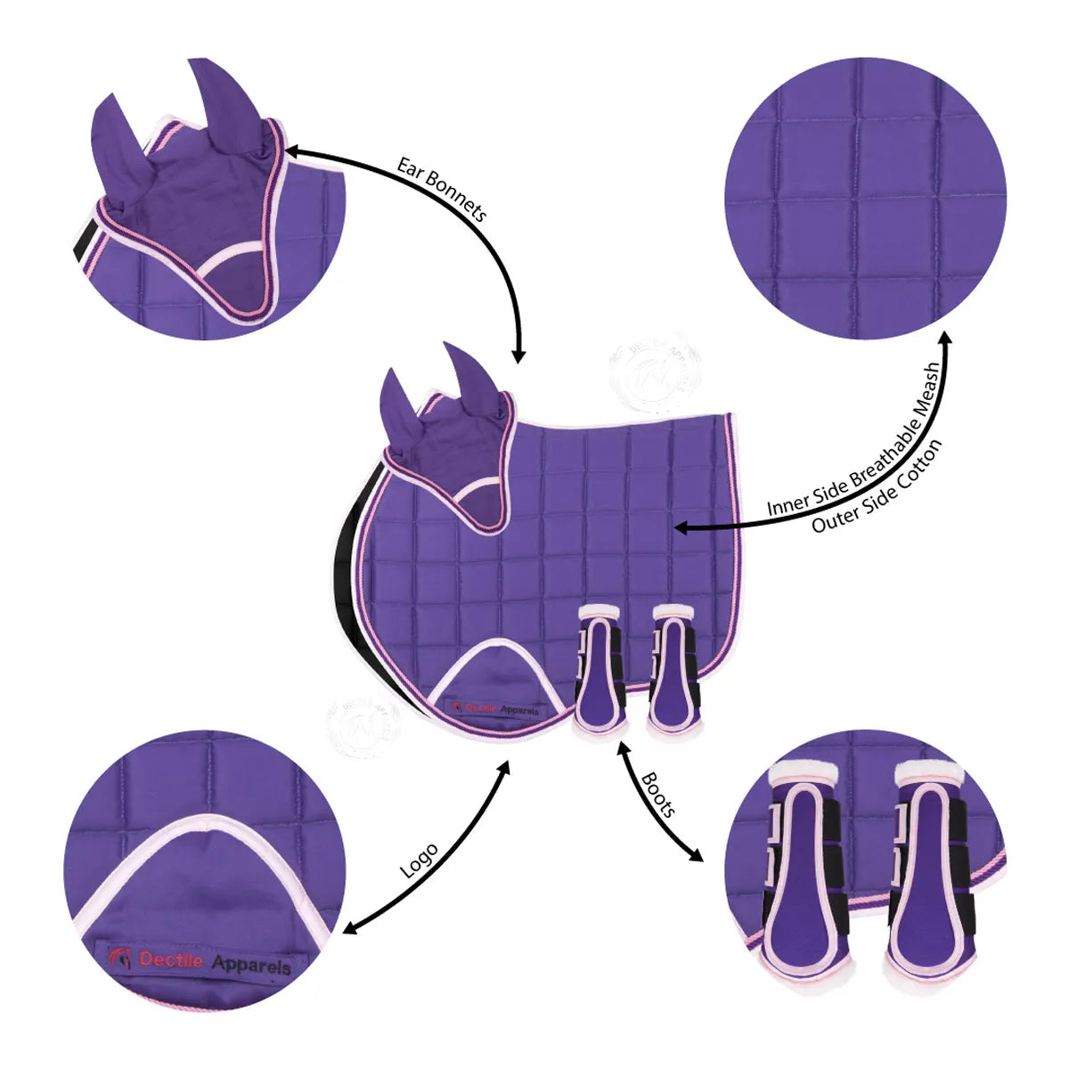 Purple English Western Saddle Pad Set