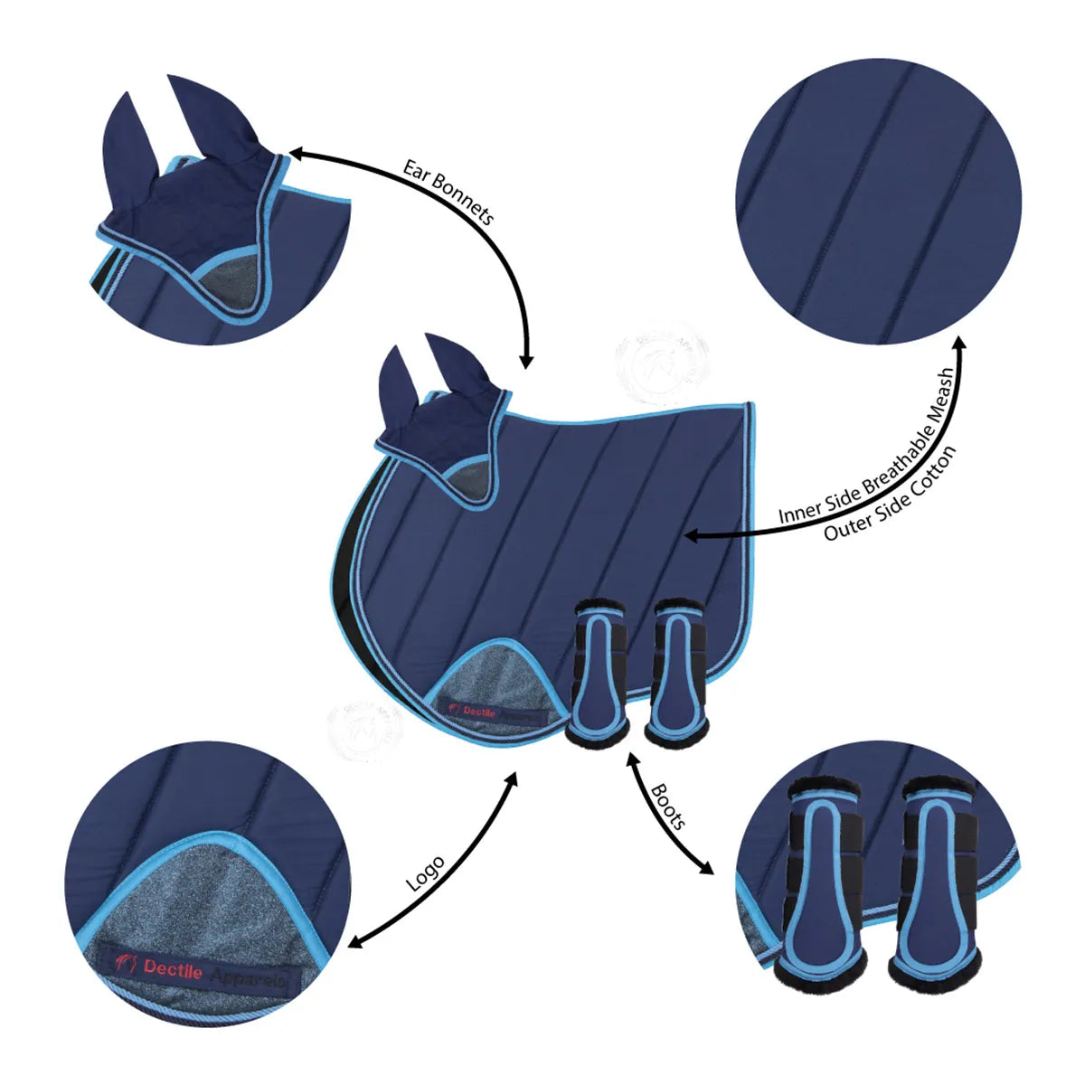 Dark Blue English Saddle Pad Set