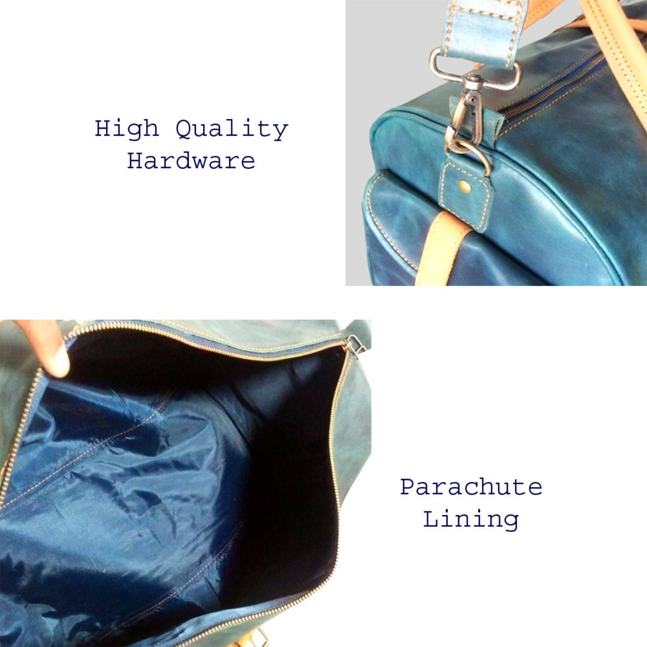 Navy Leather Duffel Bag weekender Premium Cow Pull-Up Travel Holdall