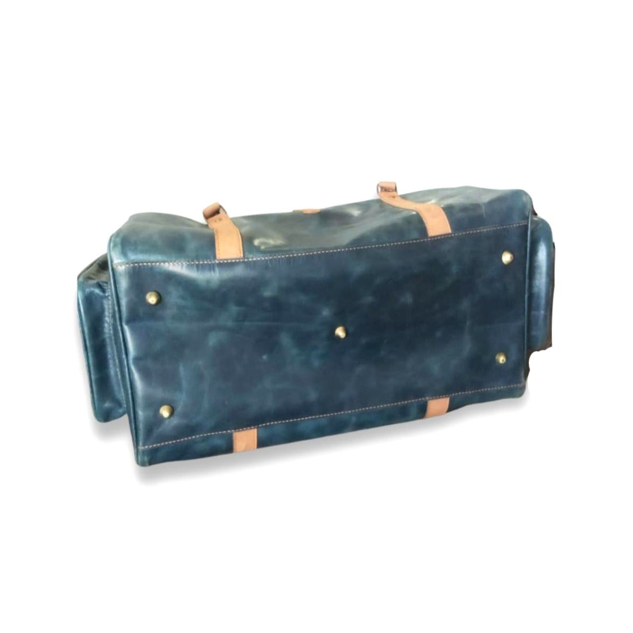 Navy Leather Duffel Bag weekender Premium Cow Pull-Up Travel Holdall