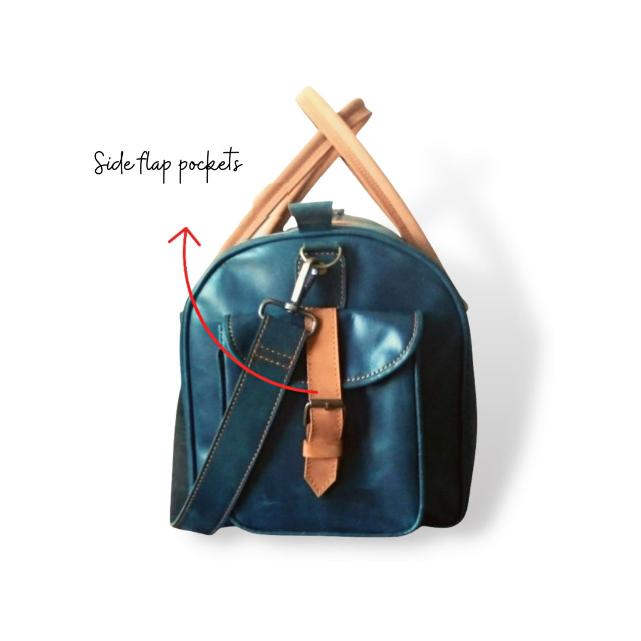 Navy Leather Duffel Bag weekender Premium Cow Pull-Up Travel Holdall