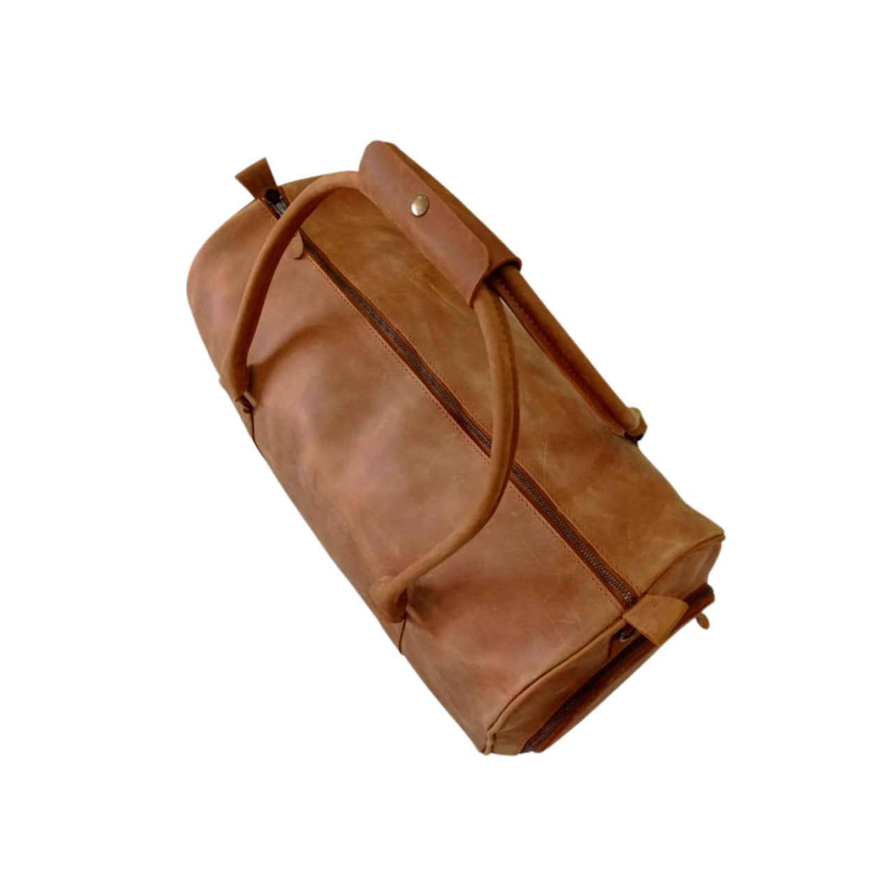 Tan Leather Duffel Bag with Shoe Compartment Gym Premium Travel Holdall