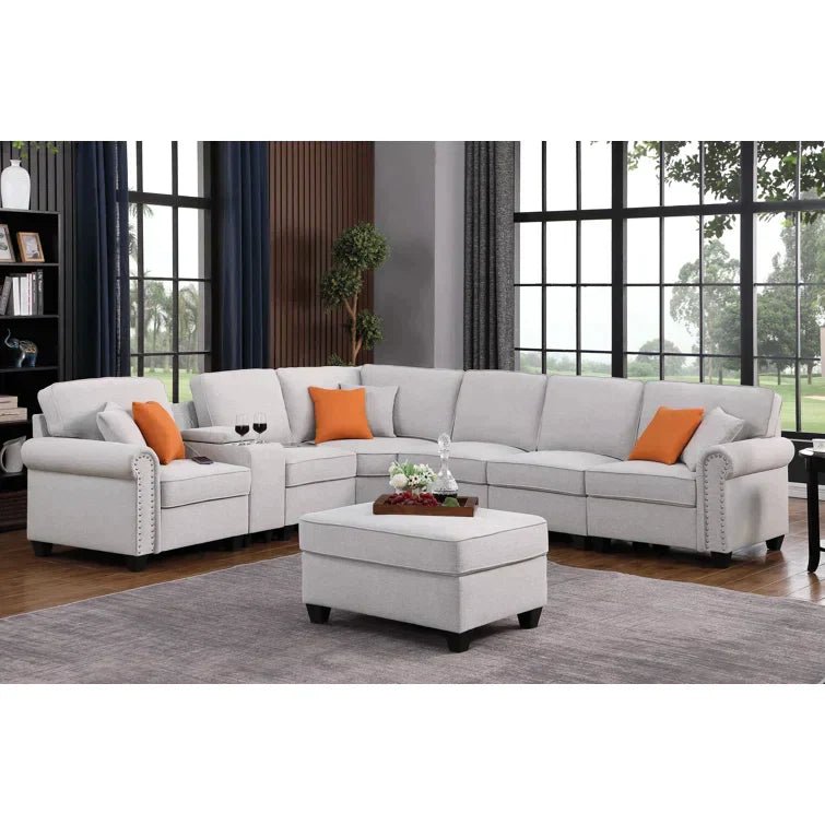 Kettner 136.35" Wide Reversible Modular Corner Sectional with Ottoman
