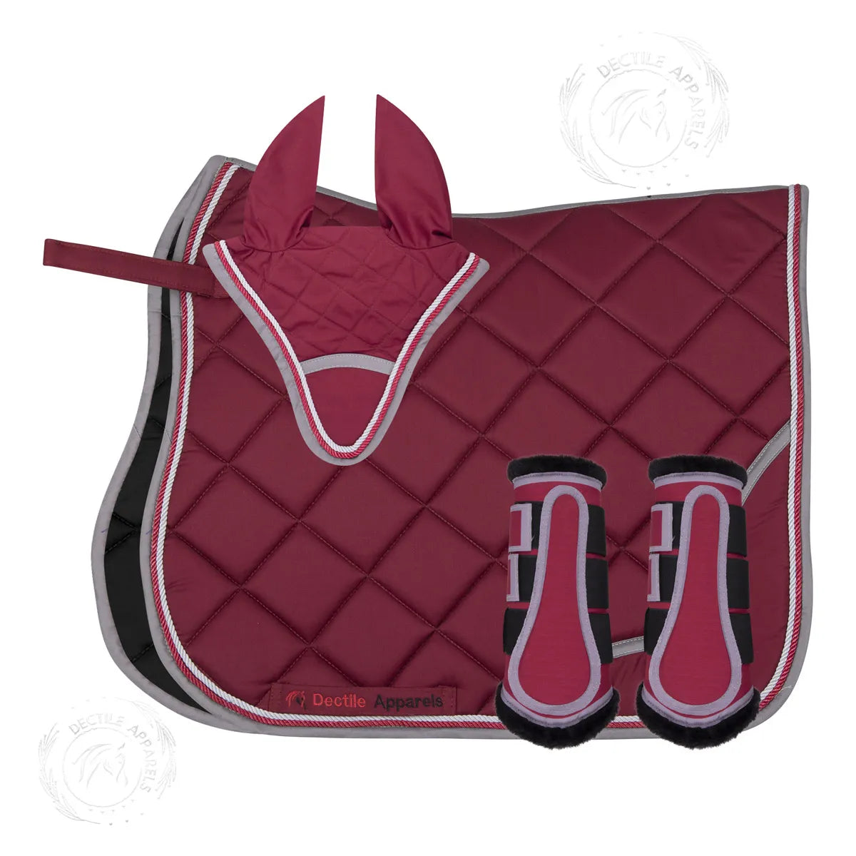 Maroon English Saddle Pad Set
