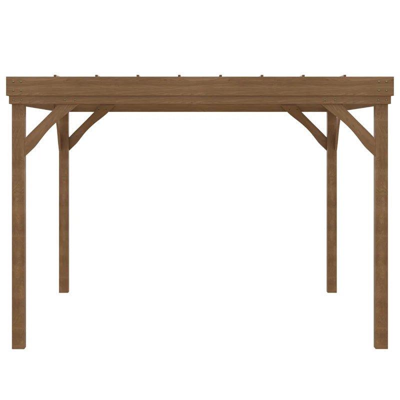 10' x 12' Outdoor Pergola, Wood Gazebo Grape Trellis with Concrete Anchors for Climbing Plant Support at Garden, Patio, Backyard, Deck, Brown