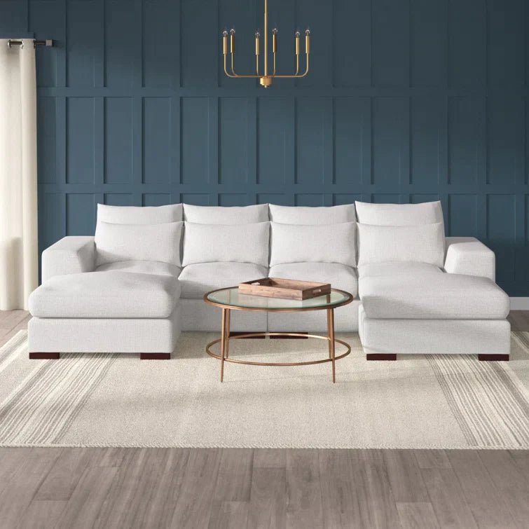 Tatman Linen Blend Sectional with 2 Ottomans