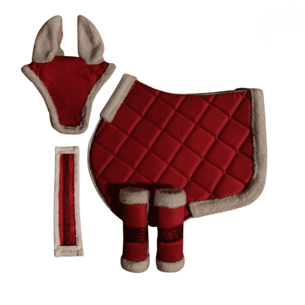 Red Christmas Equestrian Saddle Pad Set