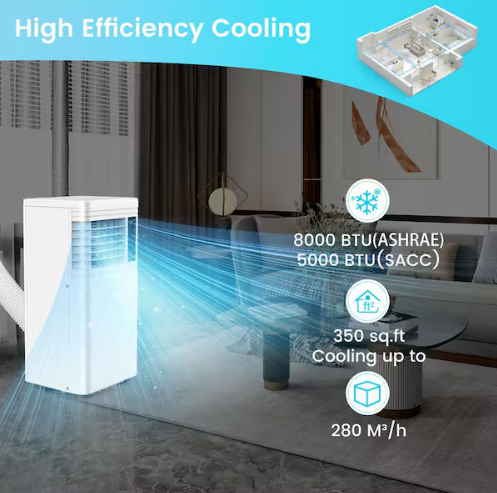 8,000 BT Portable Air Conditioner 115-Volt 300 sq. ft.