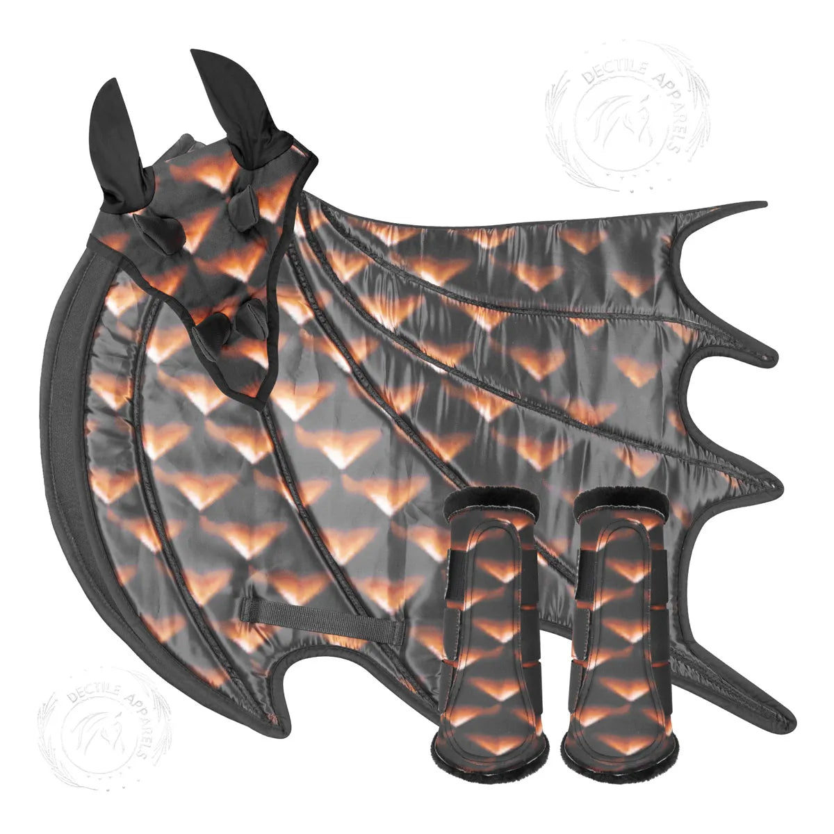 Black & Orange Dragon Saddle Pad With Premium Style