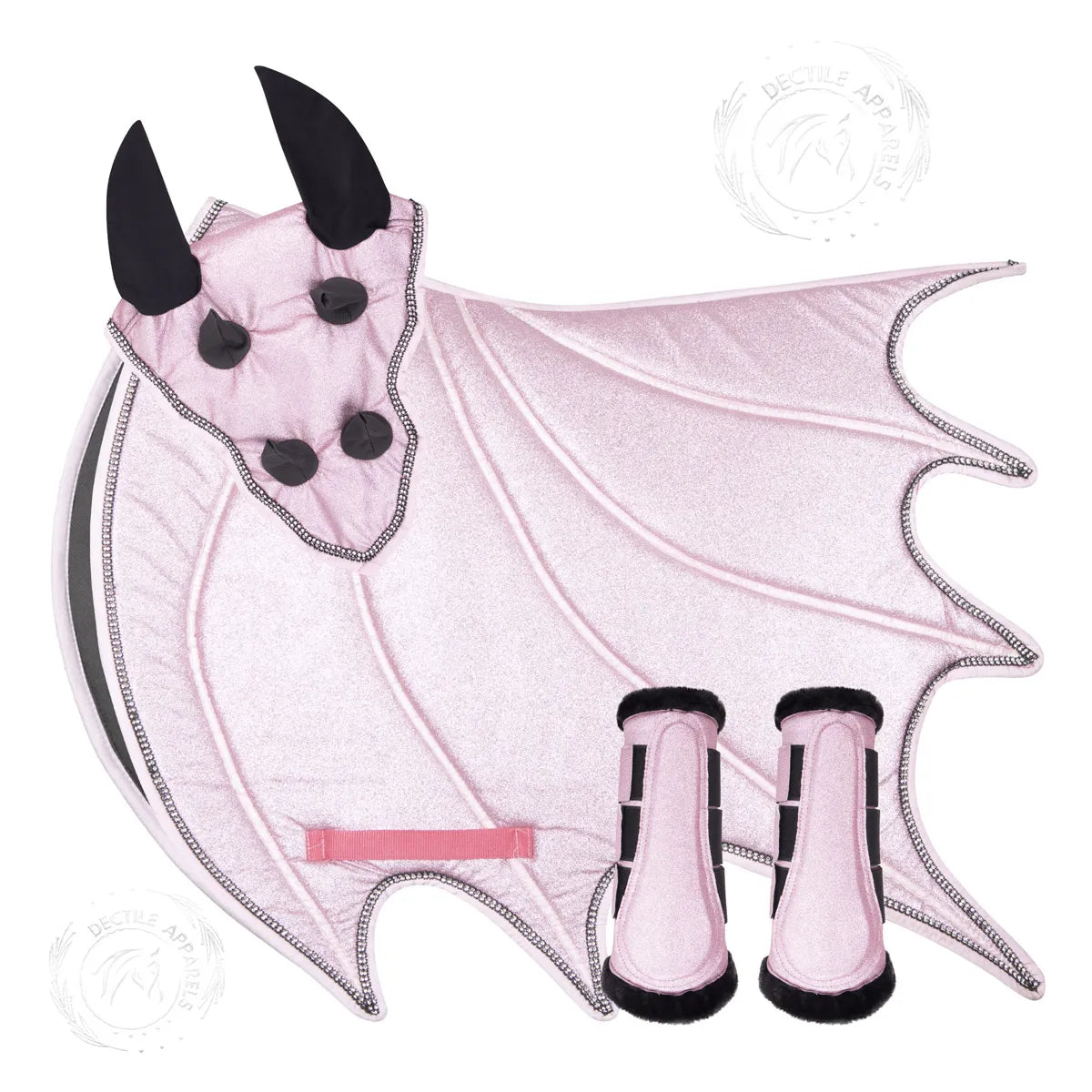Shiny Glitter Pink Dragon Saddle Pad Set