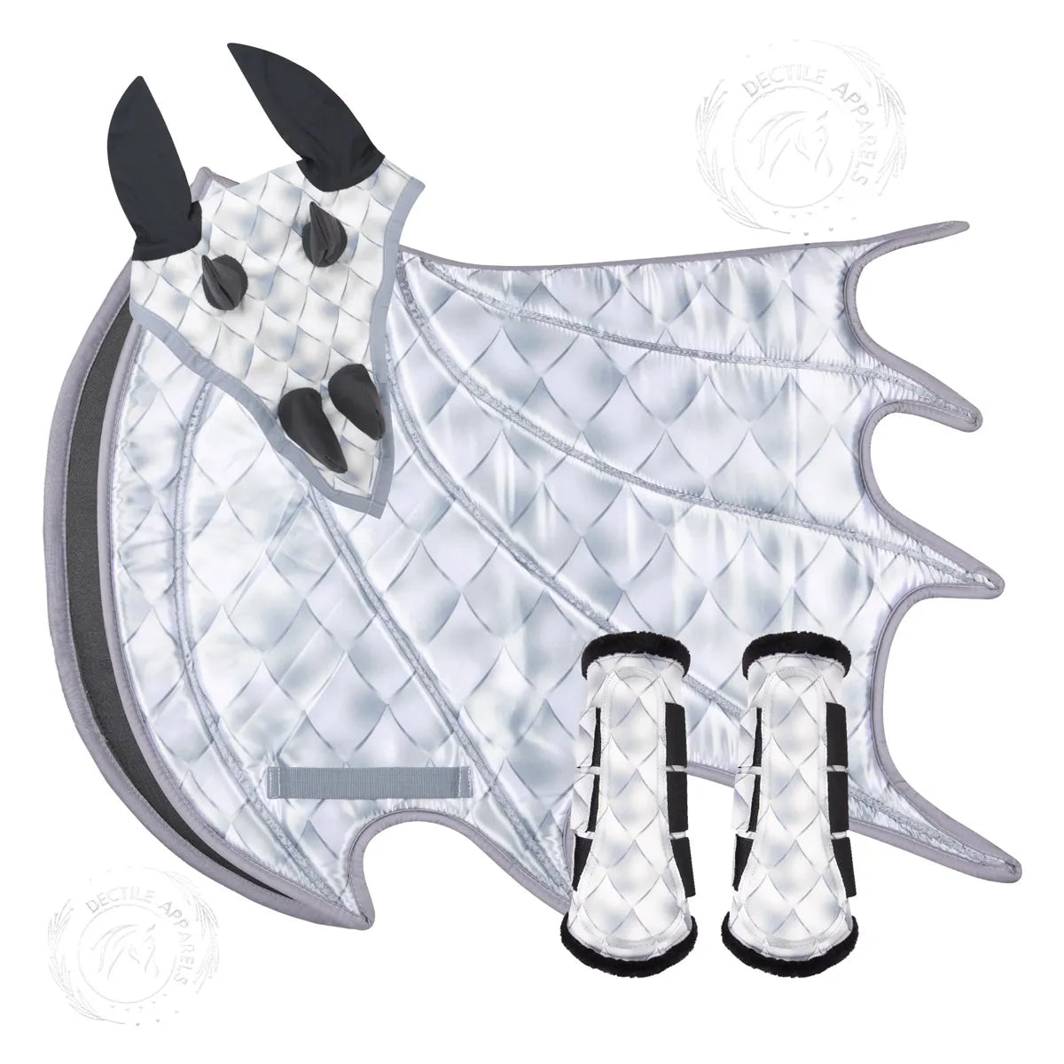 Silver Print Dragon Saddle Pad Set