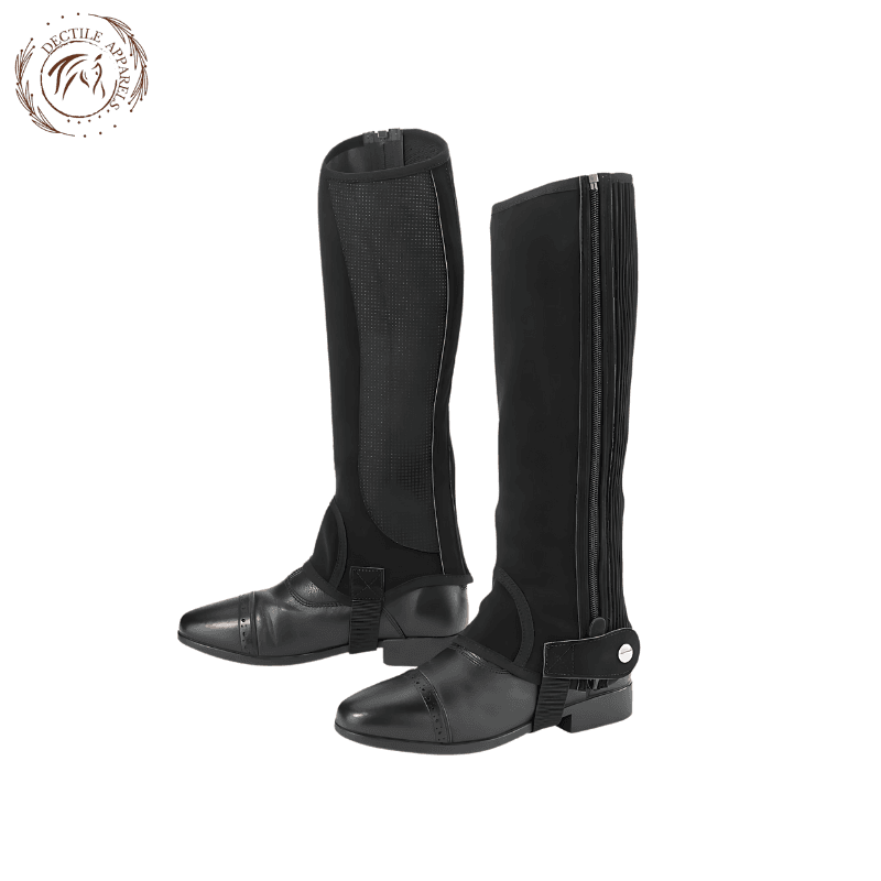 Classic Black Suede Half Chaps for Horse Riding