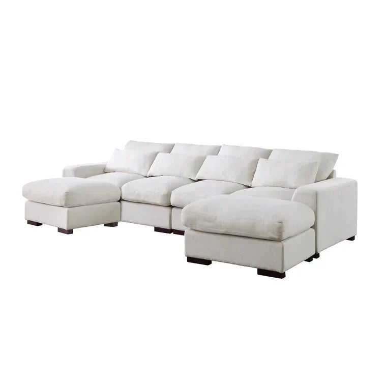 Tatman Linen Blend Sectional with 2 Ottomans