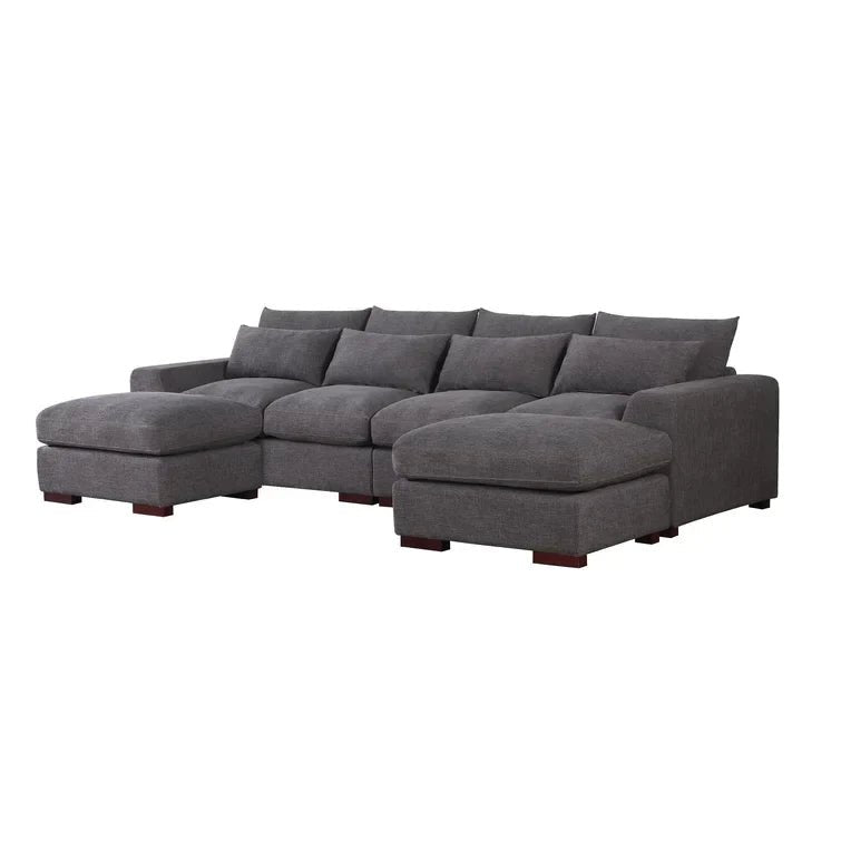 Tatman Linen Blend Sectional with 2 Ottomans