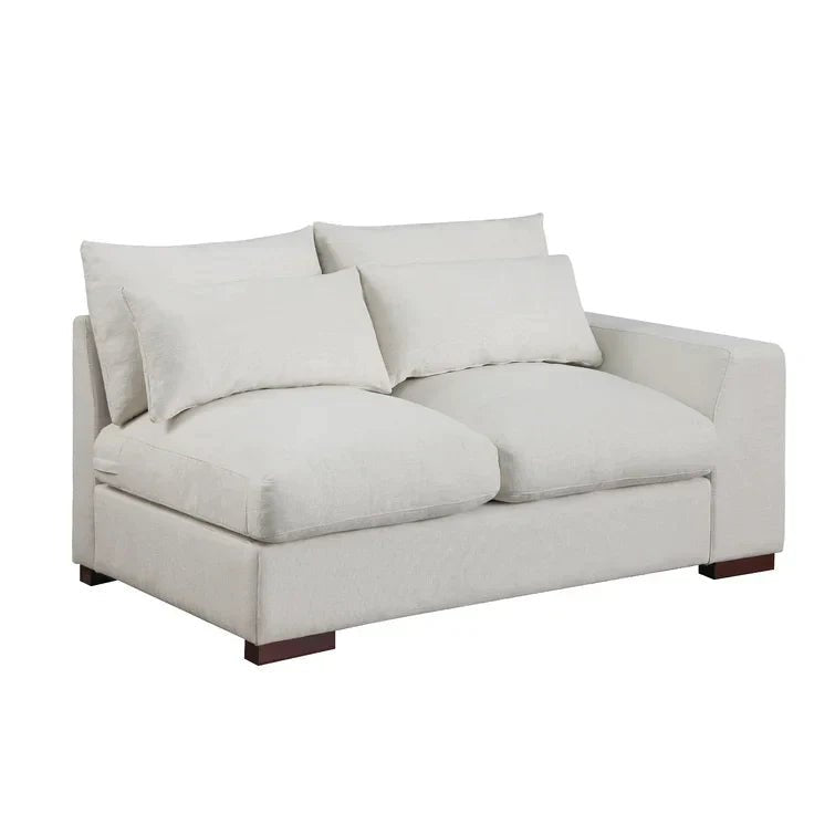 Tatman Linen Blend Sectional with 2 Ottomans