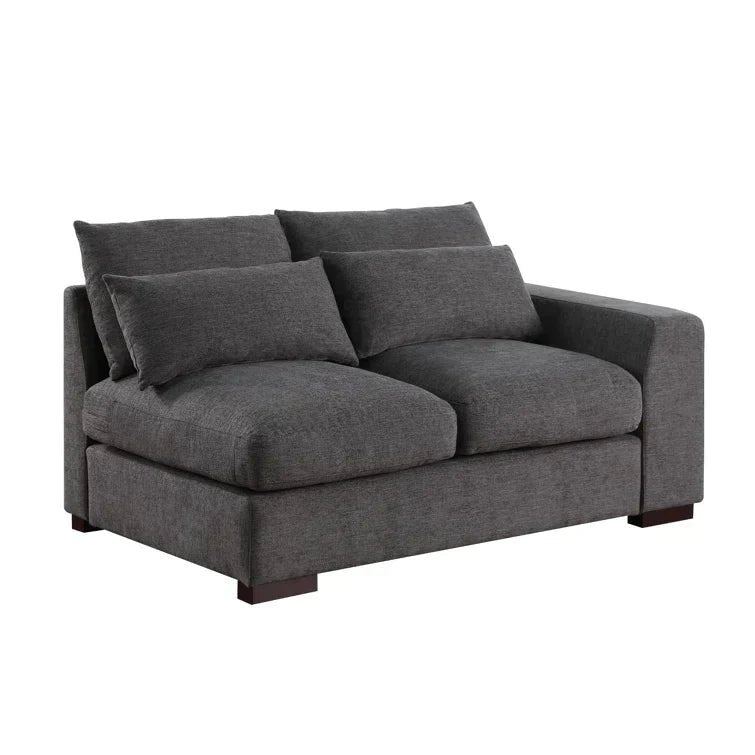 Tatman Linen Blend Sectional with 2 Ottomans