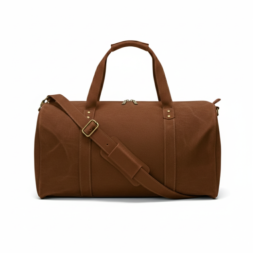 Dark Brown Leather Duffel Bag with Shoe Compartment Premium Holdall