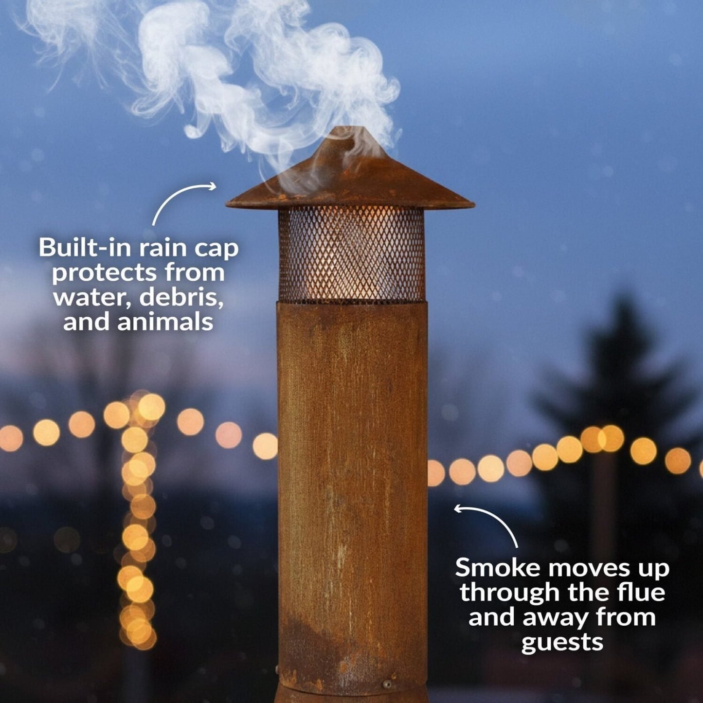 Sunnydaze 70″ Rust Patina Finish Steel Wood-Burning Chiminea with Spark Screen