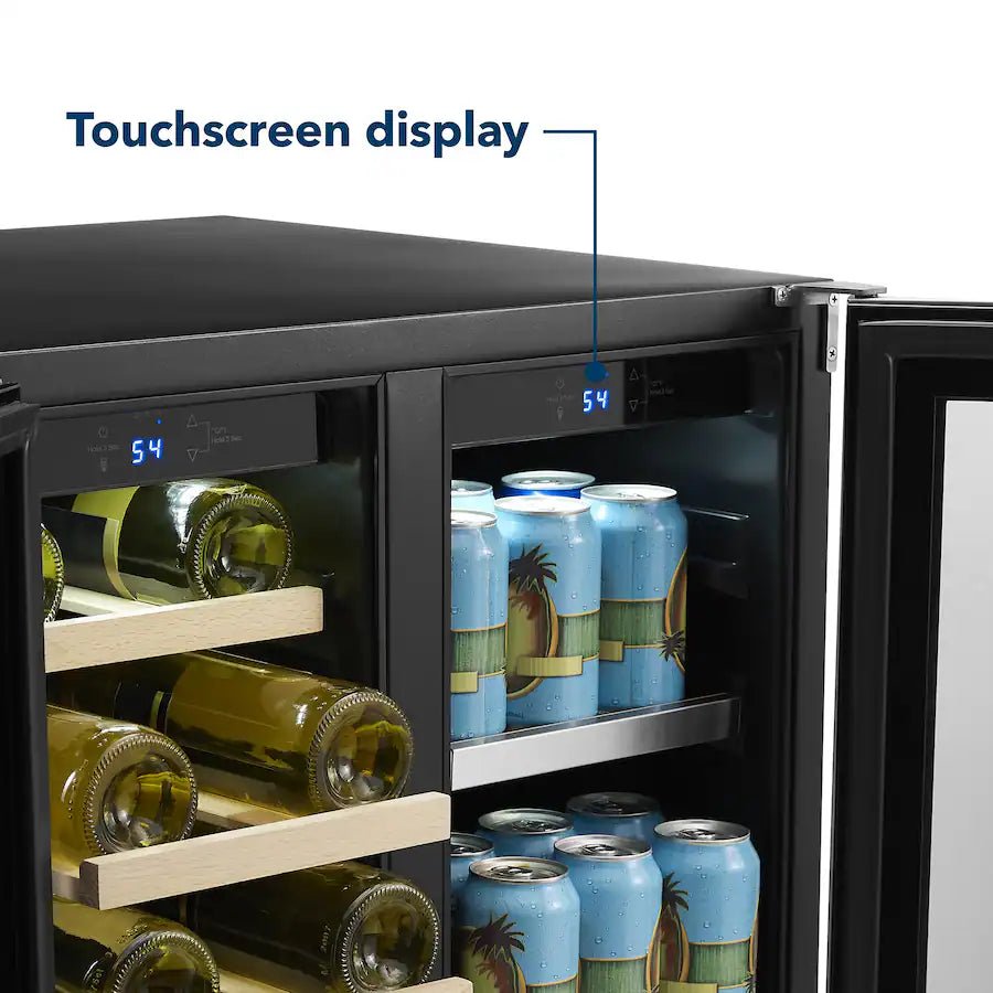 Dual Zone Wine and Beverage Cooler with Glass Doors - Stainless Steel