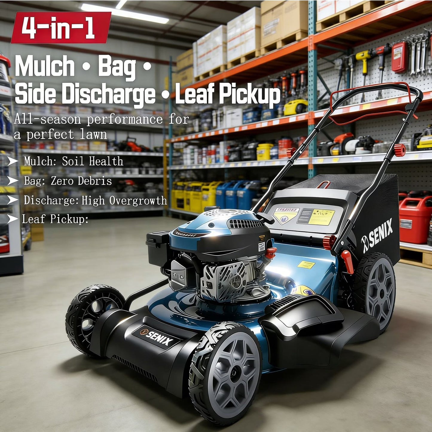 170cc 22" 4-in-1 Gas Self-Propelled Lawn Mower