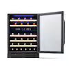 24 in. 46-Bottle Built-In Wine Cooler Fridge with Quiet Operation & Beech Wood Shelves - Black Stainless Steel