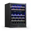 24 in. 46-Bottle Built-In Wine Cooler Fridge with Quiet Operation & Beech Wood Shelves - Black Stainless Steel