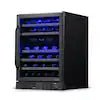 24 in. 46-Bottle Built-In Wine Cooler Fridge with Quiet Operation & Beech Wood Shelves - Black Stainless Steel