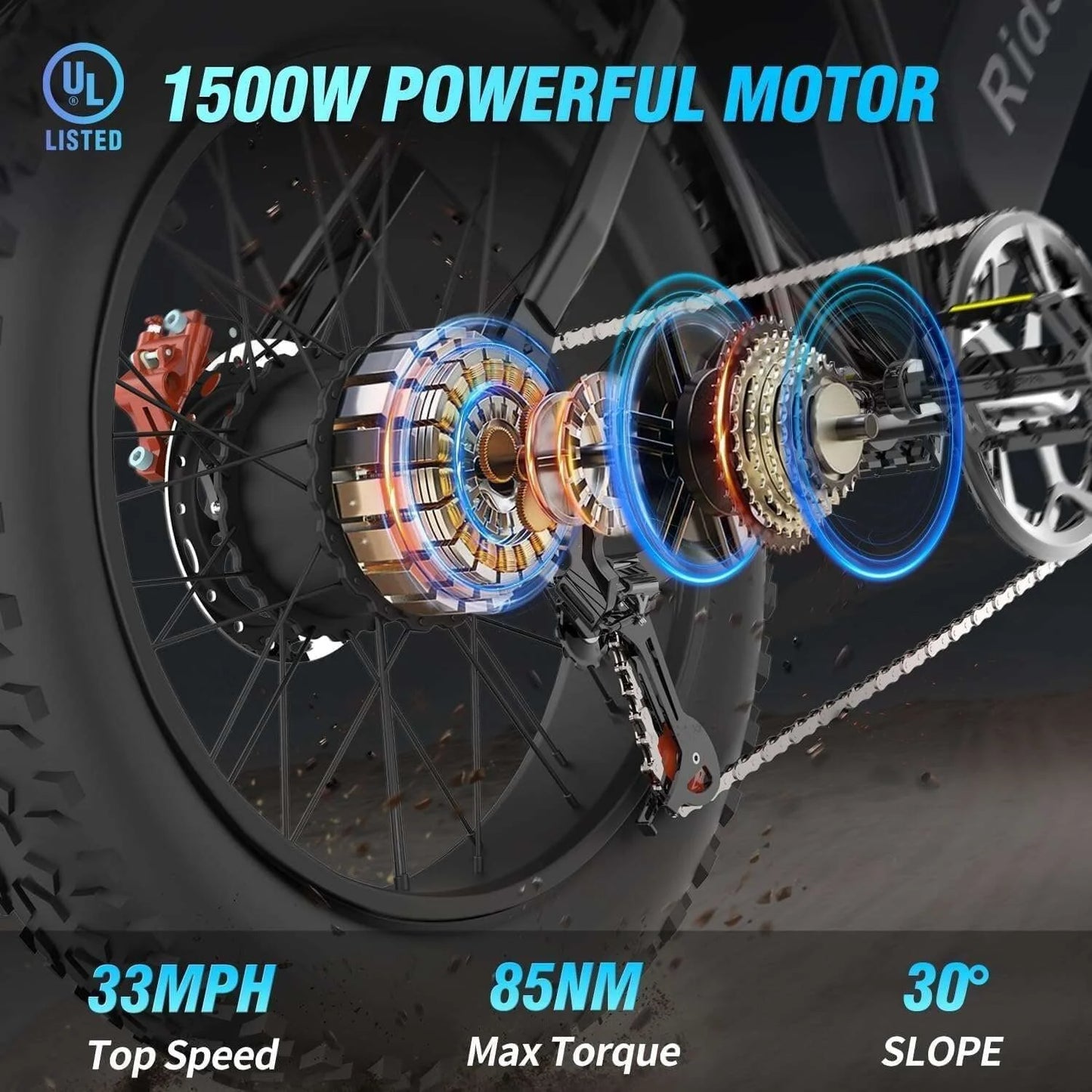 Ridstar Electric Bike 1500W for Adults – 20" Fat Tires, 48V 20Ah Battery, 7-Speed Mountain eBike
