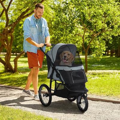 PawHut Small & Medium Dog Stroller, Gray