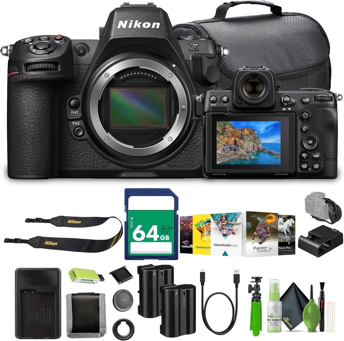 Nikon Z8 Professional FX Mirrorless Camera – 8K Video & Stills Hybrid Bundle with Battery, Memory Card & Software