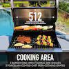 3-Burner Pedestal Propane Gas Grill in Azure with Side Hooks