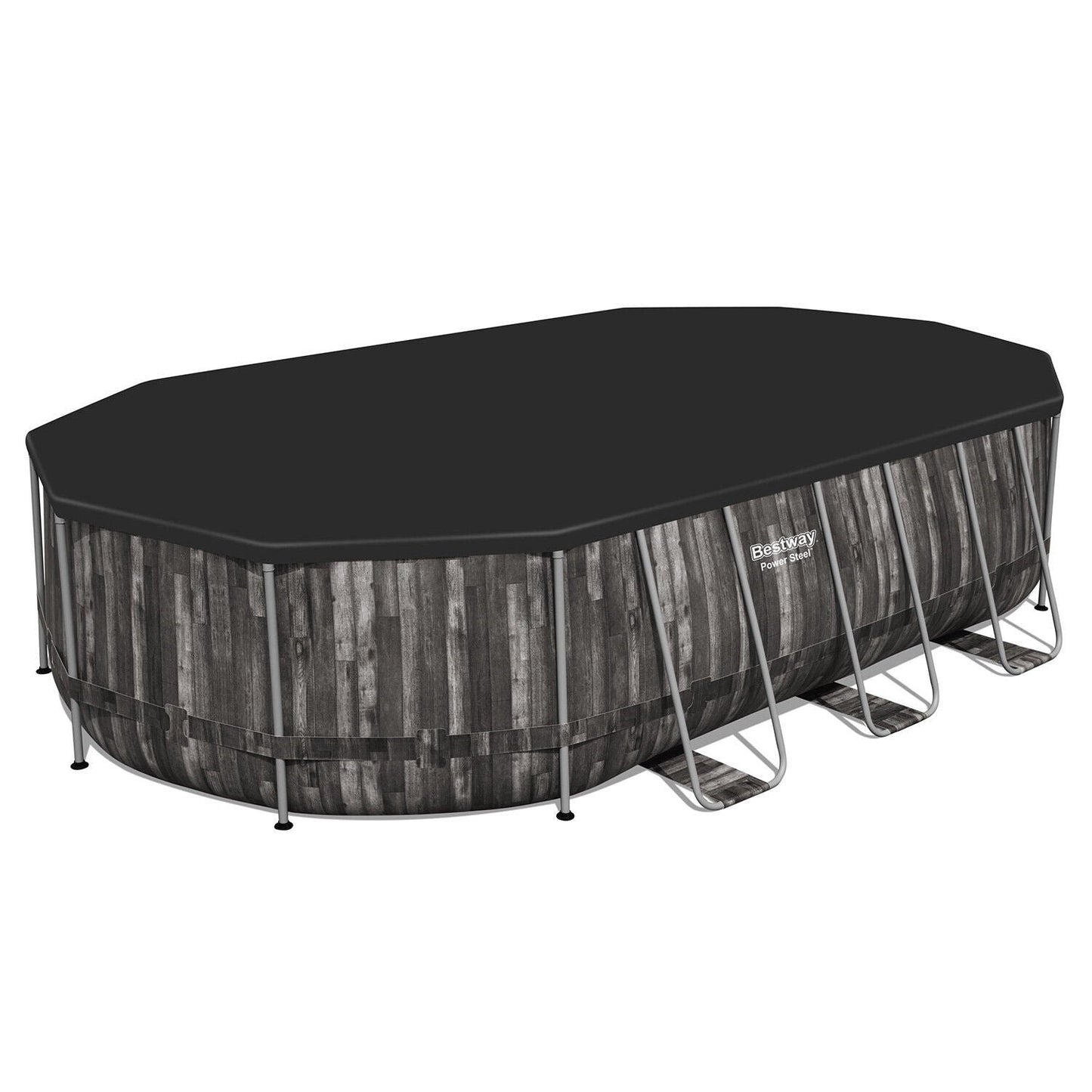 Bestway Power Steel 20' x 12' x 48" Oval Above Ground Swimming Pool Set – Outdoor Family Pool