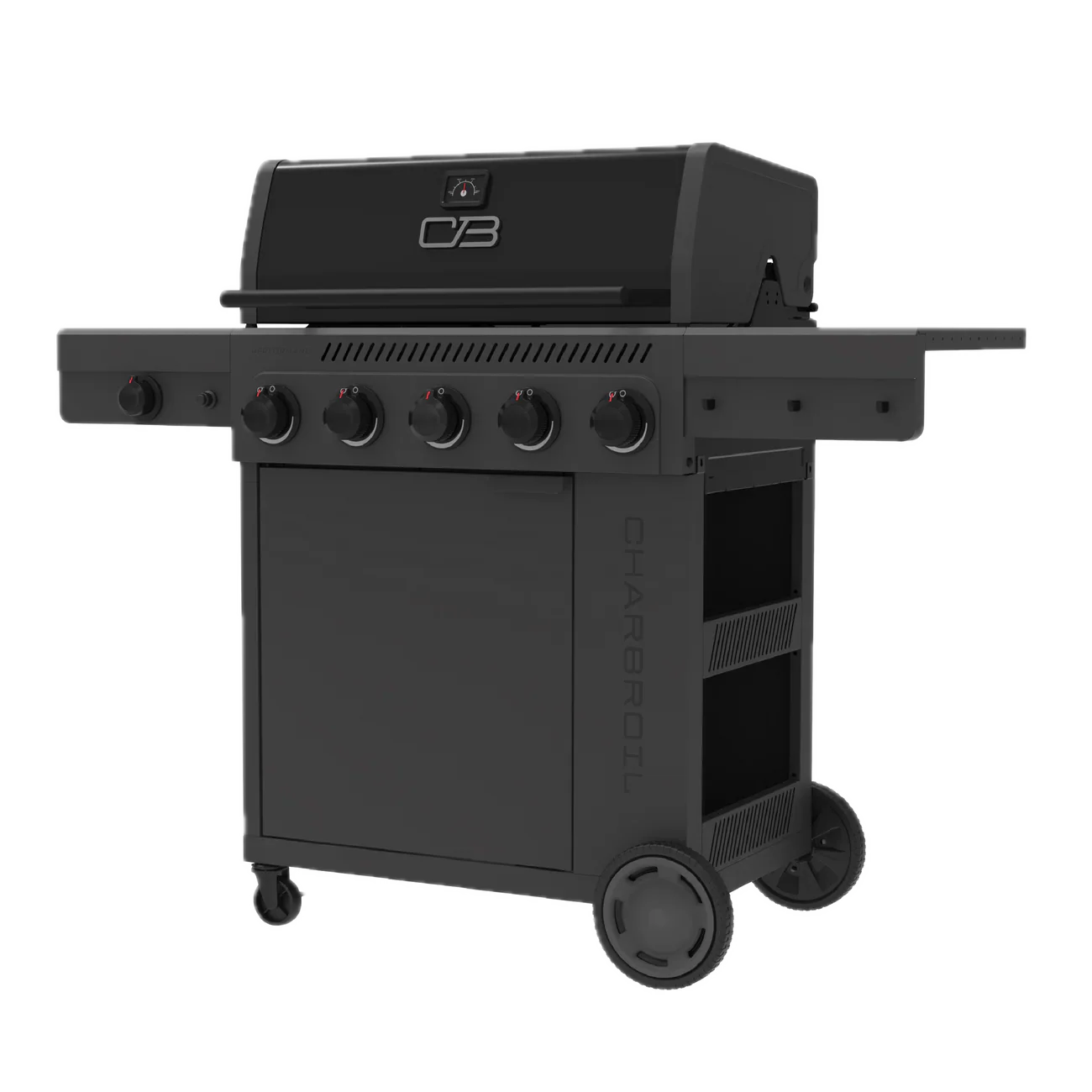 5 Burner Gas Grill Cabinet with Side Burner and 12" Griddle Black Gray