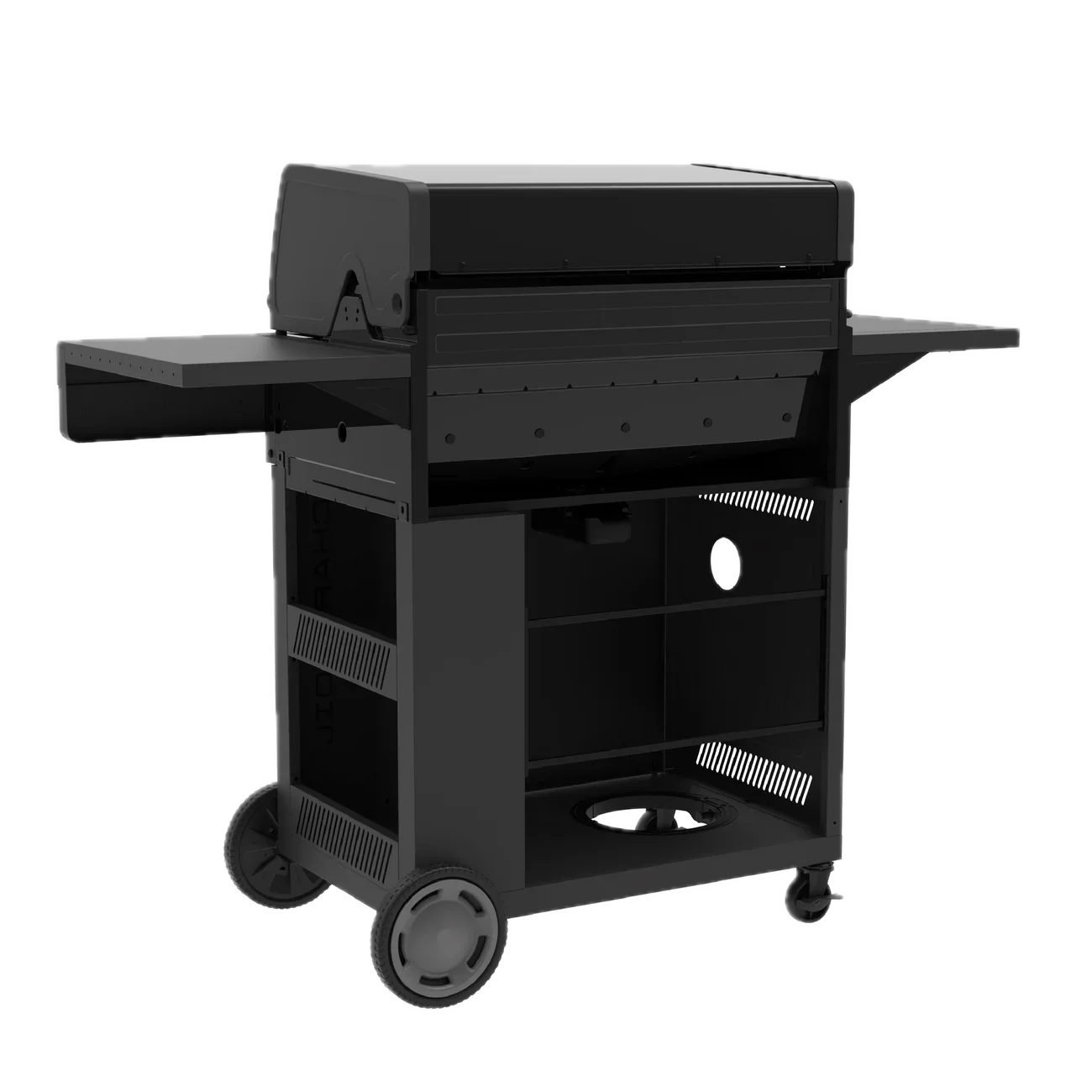 5 Burner Gas Grill Cabinet with Side Burner and 12" Griddle Black Gray