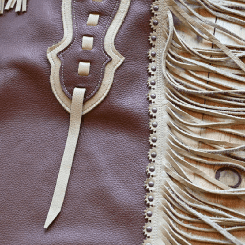 Classic Western Brown Leather Chink Chaps