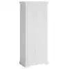 White Manufactured Wood Kitchen Pantry Cabinet with Motion Sensor Light and 180° Swing Doors