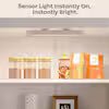 White Manufactured Wood Kitchen Pantry Cabinet with Motion Sensor Light and 180° Swing Doors
