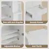 White Manufactured Wood Kitchen Pantry Cabinet with Motion Sensor Light and 180° Swing Doors