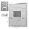 White Wooden 63 in. W Food Pantry Cabinet Storage Organizer with Tempered Glass Doors, 2-Drawers, Adjustable Shelves