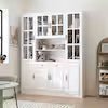 White Wooden 63 in. W Food Pantry Cabinet Storage Organizer with Tempered Glass Doors, 2-Drawers, Adjustable Shelves