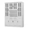 White Wooden 63 in. W Food Pantry Cabinet Storage Organizer with Tempered Glass Doors, 2-Drawers, Adjustable Shelves